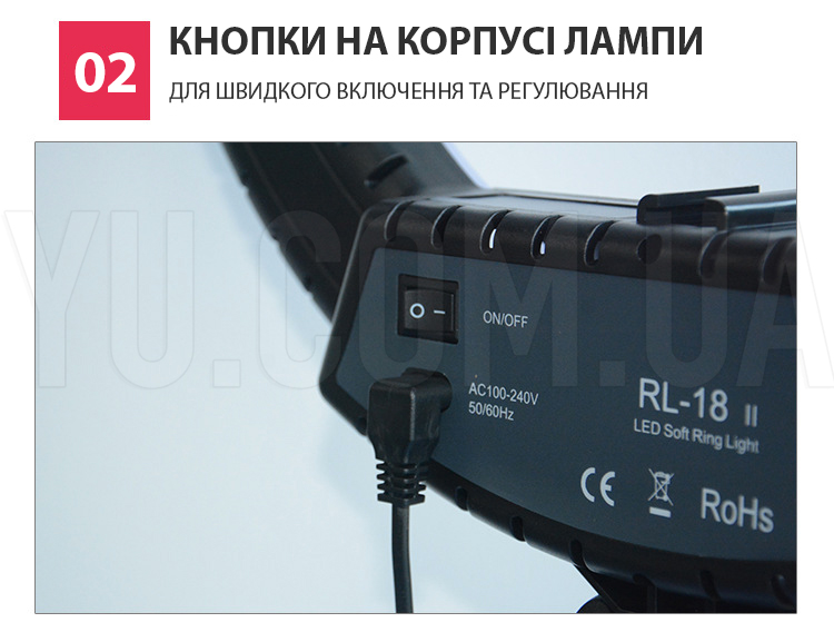 Кільцева LED лампа RL-18 II 45см 55Вт USB WiFi Bluetooth + кріплення для телефону та фотоапарата, пульт, сумка Кільцева LED лампа RL-18 II 45см 55Вт USB WiFi Bluetooth + кріплення для телефону та фотоапарата, пульт, сумка